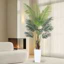 Artificial Palm Tree6.2FT Fake Tree with White Tall Planter,Faux Areca Palm Tree,Tall Faux Plant with Lifelike Leaves for Home Office Living Room Modern Decoration