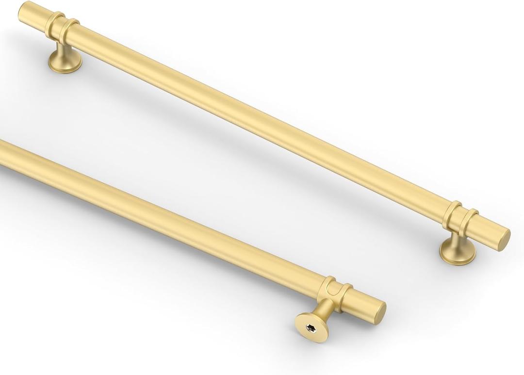 Asidrama 10 Pack 8.8 Inch(224mm) Brushed Gold Kitchen Cabinet Handles, Cabinet Pulls Kitchen Cabinet Hardware Cupboard Handles Drawer Pulls (8.8" Hole Center)