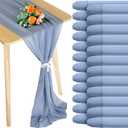 Chumia 24 Pack Chiffon Table Runners Romantic Sheer Table Decorations Long Tulle Runner for Wedding Bridal Shower Party Supplies Decor, 118 x 12 Inches(Dusty Blue)