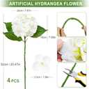 4 PCS Real Touch White Hydrangea Artificial Flowers 20.5", Latex Large Faux Hydrangeas Fake Flowers with Stems Leaves for Family Table Wedding Bouquets Party Centerpieces Home Decor in Vase