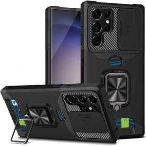 Designed for Samsung S23 Ultra Wallet Case with Magnetic Car Mount Credit Card Holder Stand Kickstand Heavy Duty Shockproof Hybrid Rugged Drop Protective Cover for Galaxy S23U Women Men Girls Black