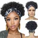 Afro Puff Headband Wig for Black Women Natural Black Kinky Curly Put-On & Go Afro Headband Wig, Easy Wear, Stylish Protective Afro Wigs