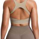 Aoxjox Women's Workout Sports Bras High Impact Fitness Training Gym Khloe Bra Yoga Crop Tank (Mink)