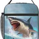 SARA NELL Shark Insulated Lunch Bag Fierce Ocean Animal Shark Lunch Cooler Box for Women Men Teens Kids, Reusable Lunch Tote Bag, Thermal Insulated Lunch Bags for Work, Picnic, School or Travel