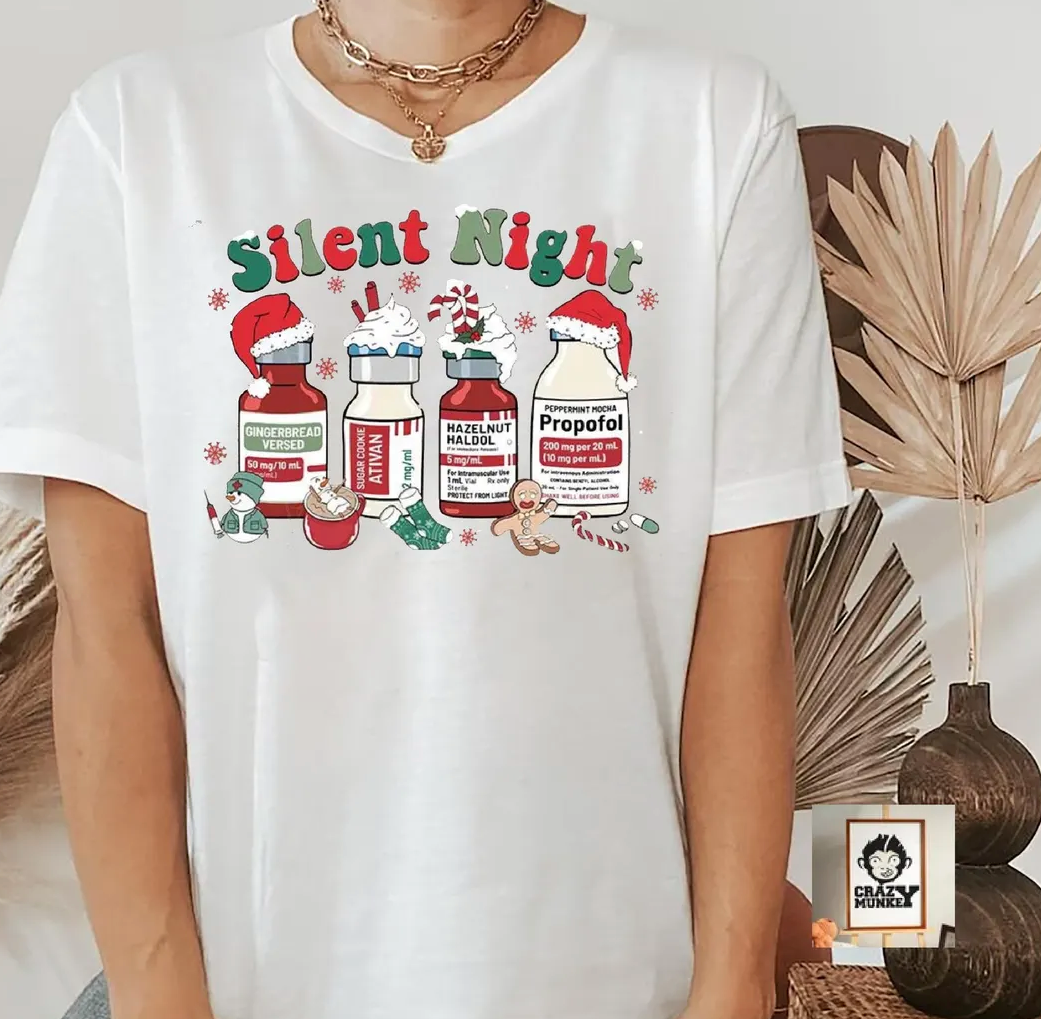 Nurse Holiday Sweatshirt, Funny Medical Xmas Shirt, ICU Nurse Holiday Tee, Festive Christmas Nurse T-Shirt, Size M