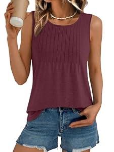 AUTOMET Womens Loose Fit Casual Flowy Tank Tops Trendy Sleeveless Summer Tops Clothing Outfits 2025 Wine XL