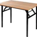 SogesGame 39.4 Inches Computer Desk for Small Space - Folding Writing Table, Compact and Foldable, No Install Needed, Teak Black