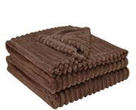 Throw Blanket for Couch - Flannel Fleece 3D Striped Ribbed Bed Blanket.Super Soft Blankets for Women Girls,Teacher Gifts Birthday Gifts Room Home Dorm Decor (Brown, Throw(50"x60"))