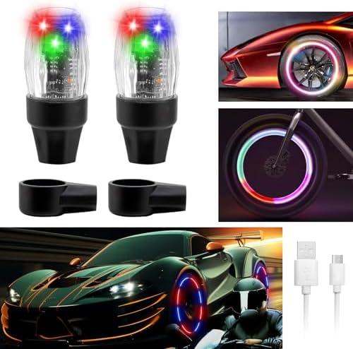YUERWOVER Tire Lights for Car LED Bike Wheel Light Flash Lantern Bicycle Firefly Valve Stem Cap Motorcycle Tyre Spoke Lamp Waterproof Decoration Accessories for SUV Truck Golf Cart