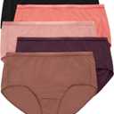 Hanes Women's Just My Size Briefs, Breathable Mesh Plus Size Brief Underwear, No-Show Panties, 5-Pack (14, Tan/Purple/Pink/Coral/Black)