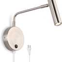 Joossnwell Wall Mounted Lamp, Sconce Light with Plug in Cords Wall Reading Light with Switch for Living Room Bedroom Warm White 3000K