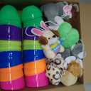 12 Pcs Prefilled Easter Eggs Filled with Mini Plush Animal Toys for Kids Baster Stuffer Filler Stuffed Animals with Carrot for Easter Egg Hunt Filler Party Favors Classroom Prize Supplies