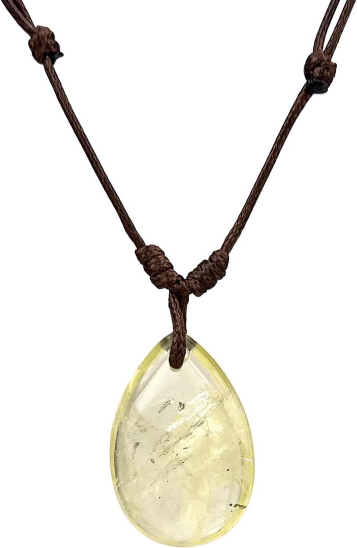 Labradorite Necklace, Natural Grey Moonstone Necklace for Boho Necklace, Handmade Wax Cord Leaf Shape Labradorite Stone Jewelry for Unisex.