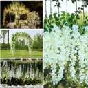 Artificial Wisteria Hanging Flowers Fake Wisteria Flower Garland Silk Vines Rattan Decor for Home Wedding Arch Wall Garden Greenery Bedroom Outdoor Office Party Decoration (36, White)