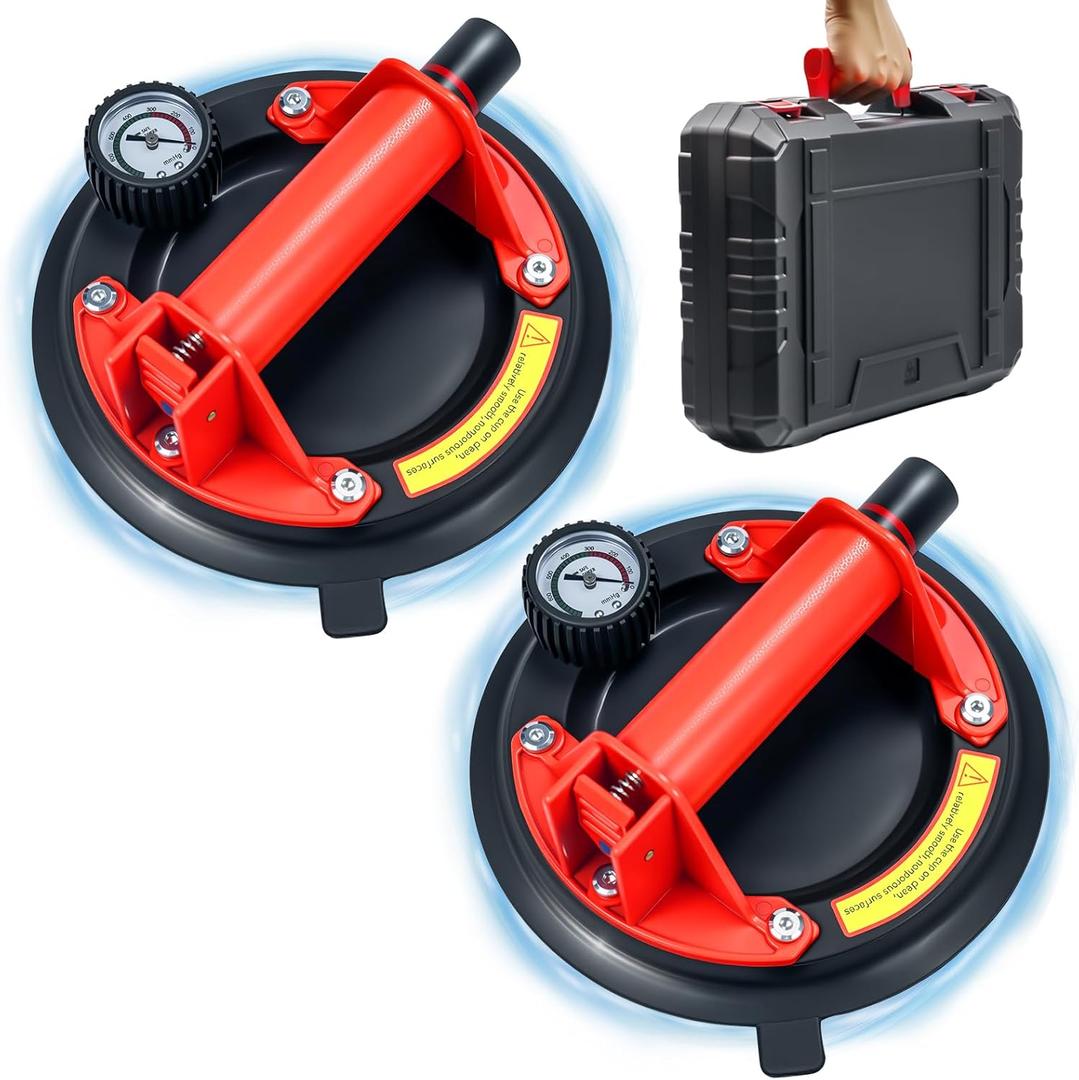 2 Pack 8" Heavy Duty Suction Cups to Lift Large Glass,Max Load 960lbs Window Suction Cups,Powerful Industrial Tile Suction Cup Tool for Glass, Granite,Marble