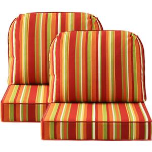 Outdoor Cushions for Patio Furniture Set of 2, 24"x24" Water Repellent Chair Cushions Removable Seat Bottom & Back Cushion Covers for Chair, Sofa, Couch, Rainbow Stripe