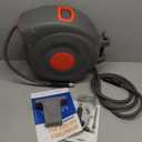 Retractable Air Hose Reel with Air Blow Gun, 3/8 In 65 ft Any Length Lock Air Compressor Hose Reel with Handle,180 Swivel Wall Mount for Garage