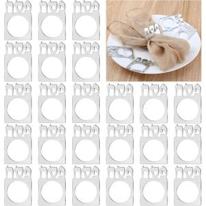 24 Pcs Passover Napkin Rings for the Pesach Seder, Mirrored Napkin Holders Acrylic Serviette Holder for Jewish Passover Table Decoration(Silver)