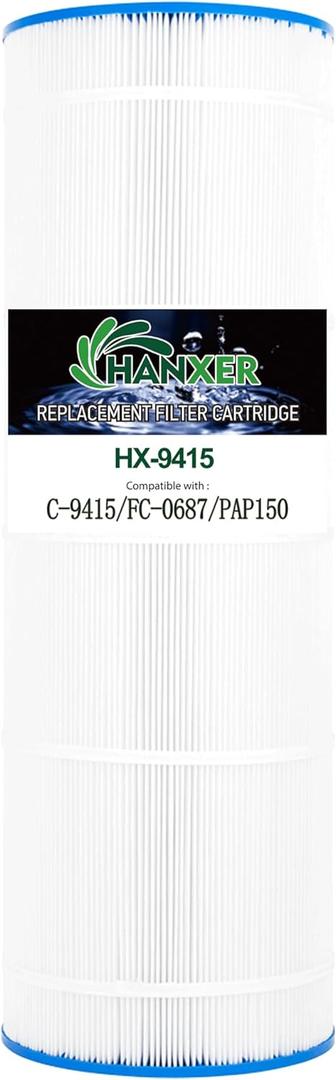 PLF150A Pool Filter Replaces for C-9415, Filbur FC-0687, CC150, CCRP150, PAP150, R173216, 160317, 160355, 160352, XLS-908, 10150, 150 Sq.Ft Swimming Pool Filter Cartridge, 1 Pack