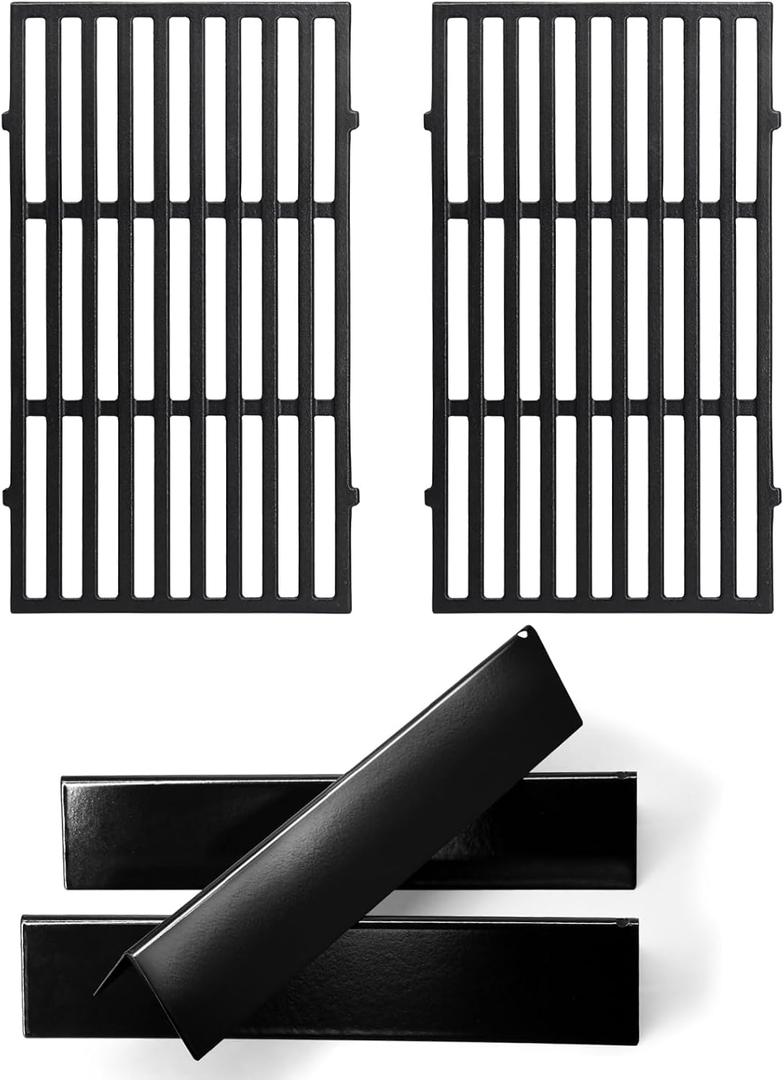 Hiorucet 7635 Flavorizer Bars 7637 Grill Grate for Weber Spirit I & II 200 Series, E-210, E-215, S-210, S-215, S-220, E-220 with Front-Mounted Control Panels, Weber GS4 Replacement Parts for 3 Burner