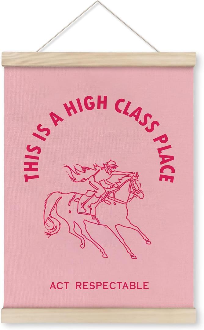 HRQKO Pink Cowgirl Western High Class Place Poster Hanger Frame, Cowgirl Wall Decor, Preppy Room Wall Art with Wooden Frames, Trendy Wall Hanging Poster Decor for Dorm Teen Girls Room, 12x16 Inch