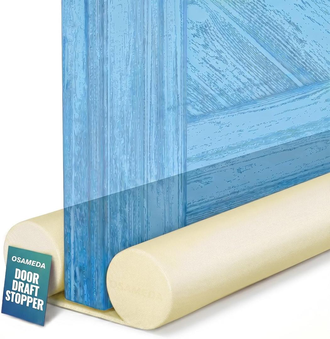 OSAMEDA Door Draft Stopper 36 Inch Adjustable Under Door Sweep, Noise Blocker & Gap Filler for Bottom of Doors, Blocks Draft & Breeze for Improved Insulation, Beige
