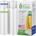 Lock In Fresh Vacuum Sealer Bags for Food Combo Pack, 2 Rolls 11" x 16' + 2 Rolls 8" x 20' - Heavy Duty Food Saver Vacuum Sealer Bag Rolls - Sous Vide, Seal a Meal Bags - Made in the US