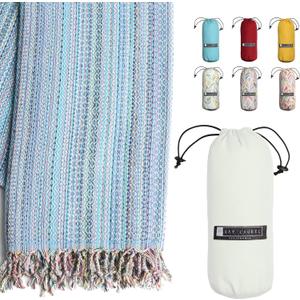 BAY LAUREL Turkish Beach Towel with Travel Bag 39 x 71 Quick Dry Sand Free Lightweight Large Oversized Towels Light
