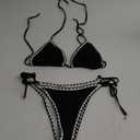 SHENHE Women's 2 Piece Triangle Beach Bikini Sets Color Block Halter Swimsuit Bathing Suit
Black L
