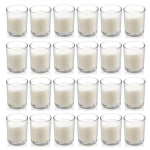 Housecret 15 Pack Warm White Unscented Clear Glass Filled Votive Candles. Hand Poured Wax Candle Ideal Gifts for Aromatherapy Spa Weddings Birthdays Holidays Party