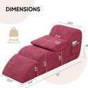 24" Wide Chaise Lounge Chair for Yoga & Exercise, Indoor Lounge Chair with Lumbar Cushion, Movable Footrest, Side Pockets, High-Density Foam Perfect for Stretching, Massage and Relaxation Wine Red