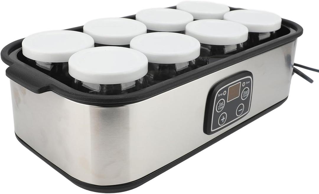 1.4L Electric Yogurt Maker, Adjustable Temperature & Time Yogurt Maker Machine, Automatic Shut Down Digital Yogurt Machine with 8Pcs Yogurt Jars for Milkshake Jam Ice Cream