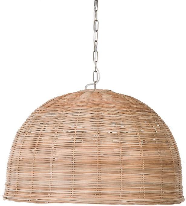 KOUBOO Dome Hanging Ceiling Lamp  Boho Rattan Pendant Light for Kitchen Island, Dining Room & Living Room  Modern Ceiling Light Fixture, Decor, Brown