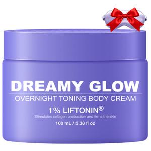 Dreamy Glow Overnight Toning Whip Cream LIFTONIN Anti-Cellulite & Get Body Firming Cream with Satin Eye Mask, Smooths Belly, Thighs & Booty 3.38 fl oz