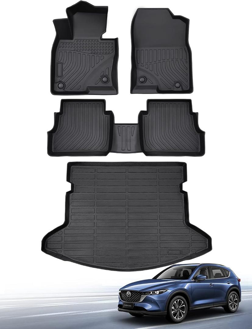 for Mazda CX-5 Floor Mats 2025 2024 2023 2022 2021 2020 2019 2018 2017, for Mazda CX5 All Weather Trunk Mat Cargo Liner Carpet Rubber -Compatible for CX 5 Accessories 2017-2025