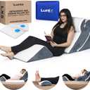 Lunix 4pcs Orthopedic Bed Wedge Pillow Set, Post Surgery Memory Foam for Back, Knee, Leg Pain Relief, Sitting Pillow for Sleeping, Acid Reflux, GERD, with Hot Cold Pack, FSA HSA Eligible, White Navy