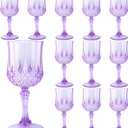 Plastic Wine Glasses, Plastic Goblets Vintage Style Cordial Unbreakable Drinking Glasses, Reusable Drinkware for Wedding Reception, Grand Event Party Supplies (12, Purple)