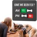 Dog Feeding Reminder - Dog Feeding Chart with Have We Been Fed AM/PM Tracker, Magnets Fed Sign with Pet Tracker for Fridge, Prevent Overfeeding (Black)