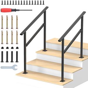 2PCS Hand Rails for Outdoor Steps 2-5 Steps Wrought Iron Handrails