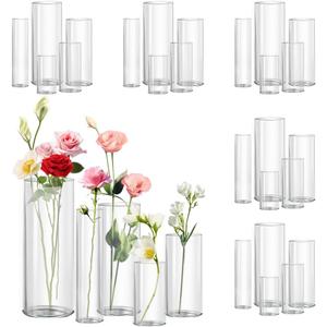 30pcs Glass Vase for Centerpieces, 4,6,7.5,8,10 inch Tall Clear Cylinder Flower Vase Bulk Floating Candle Holder for Wedding Table Home Dcor and Party