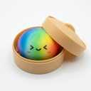 Rainbow Dumpling squishies Stress Balls, Colorful Squishies Dumpling Fidget Sensory Toy with Food Steamer, Squeeze Dough Ball for Stress Relief, Stretchy Desk Toys Gift