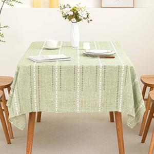 SIELUNO Rectangle Table Cloth Rustic Farmhouse Tablecloth Heavy Duty Cotton Linen Waterproof Wrinkle Free Table Cloths for Kitchen and Dining Room-Hollow Sage Green-Rectangle, 54"x102", 8-10 Seats