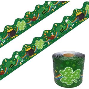 4 x 68.9 Feet Shamrock Bulletin Board Border St. Patrick's Day Decoration Applicable to Home Decoration,Party Chalkboard Wall Decor