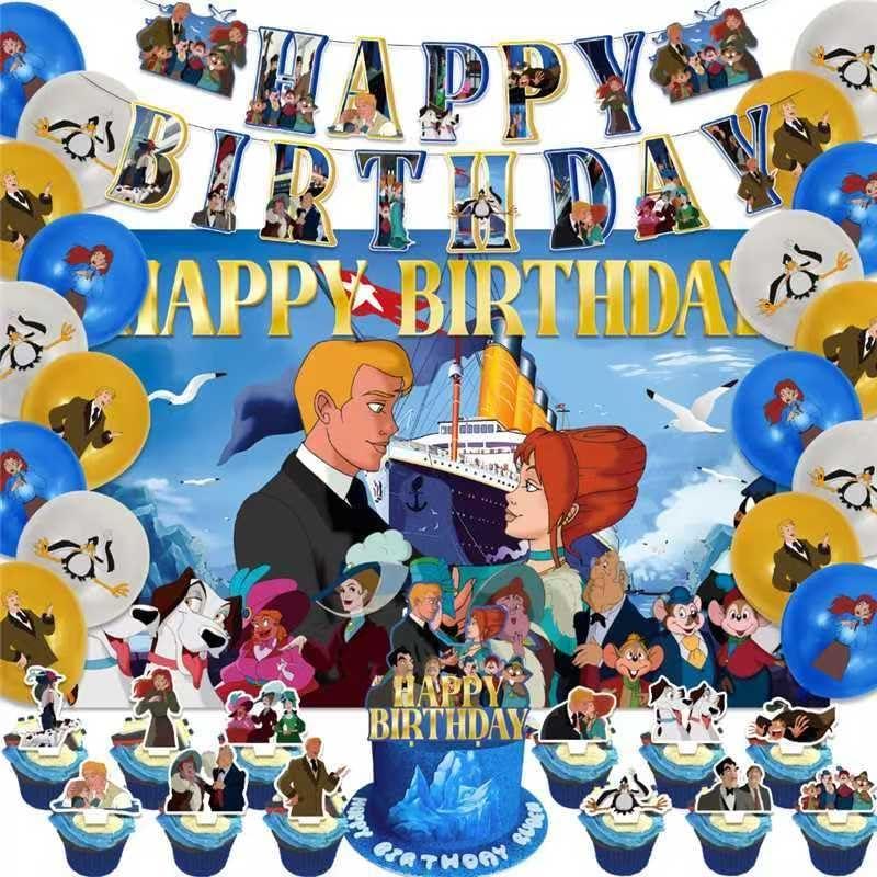 42Pack Titanic Party Supplies Pack IncludesBannerCake TopperBlackdrop,Balloons for Titanic party Decoration plates