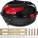 ULTECHNOVO Motorcycle Trunk Large Capacity Hard Tail Box with Reflective Strip Universal Motorcycle Top Case Rear Storage Bag for Scooter and Touring Bikes 15.35X14.17X9.84In