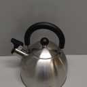 Primula Stewart Whistling Stovetop Tea Kettle Food Grade Stainless Steel, Hot Water Fast to Boil, Cool Touch Folding, 1.5-Quart, Brushed with Black Handle