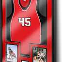 Juexica Jersey Frame Display Case Jersey Shadow Box 32 x 24 Inch with Photo and Signature Display with Tempered Glass Cover for Football Baseball Basketball Hockey, Mens Sport Fans Gift(Black Red)