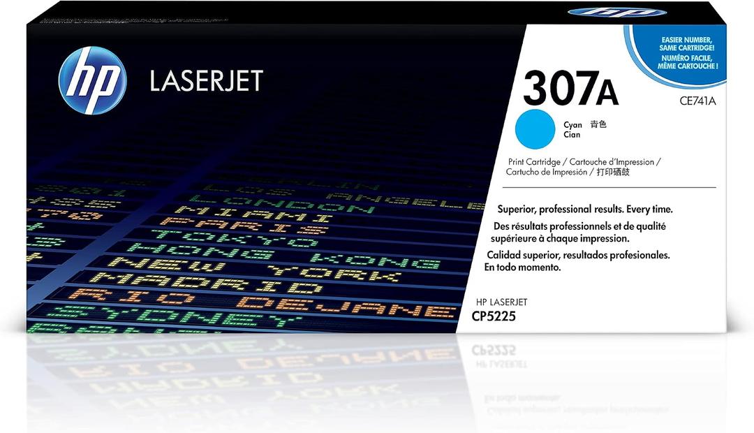 HP 307A Cyan Toner Cartridge | Works Color LaserJet Professional CP5225 Series | CE741A