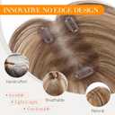 Hairro Human Hair Toppers For Women Middle Part Short Wiglet Hairpieces Natural No Bang Fringe Side Bangs Hair Clip 14g #4P27 Medium Brown Mix Dark Blonde