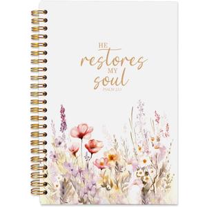 Christian Floral Spiral Notebook Journal for Women 5.5x8.3 Inch